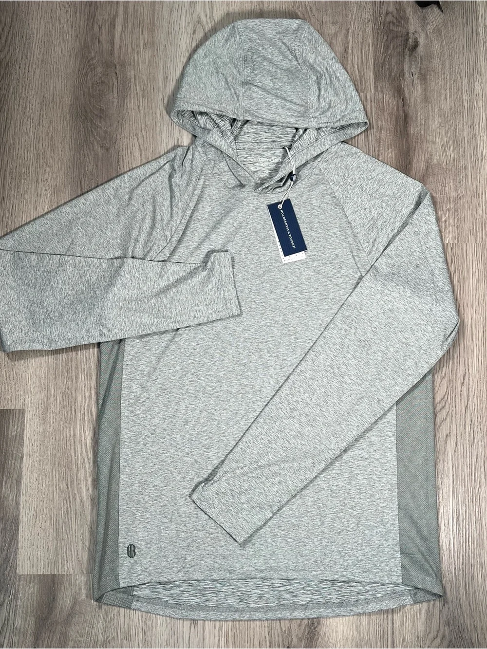 New Holderness & Bourne Dunbar Pullover Mens M Heathered Ivy Gray Golf Hoodie